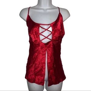 2/$20 Frederick’s of Hollywood Red Satin Cutout Camisole 1X